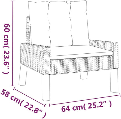 vidaXL 4-Piece Lounge Set with Cushions Poly Rattan and Solid Wood, Garden Set, Lounge Set, Garden Loungeset, Garden Set, Lounge Set, Garden Furniture Set - QUORE