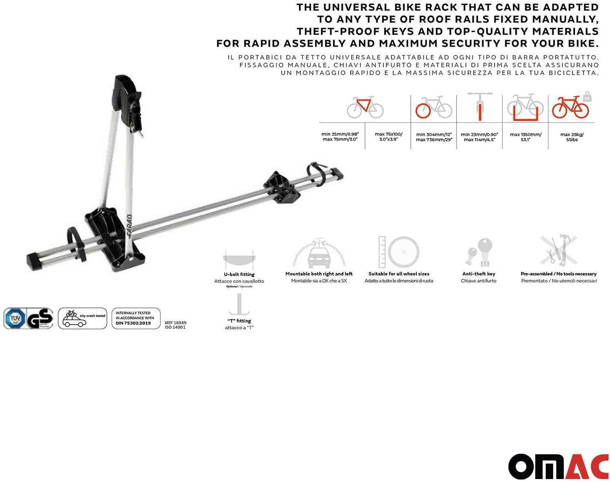 Fietsendrager – Fietsdrager – Trekhaakdrager – Bike Carrier – Fietsrek – Geschikt Voor E-Bikes En Fatbikes – Maximaal 25 Kg Draaggewicht – Snel En Veilig Te Monteren