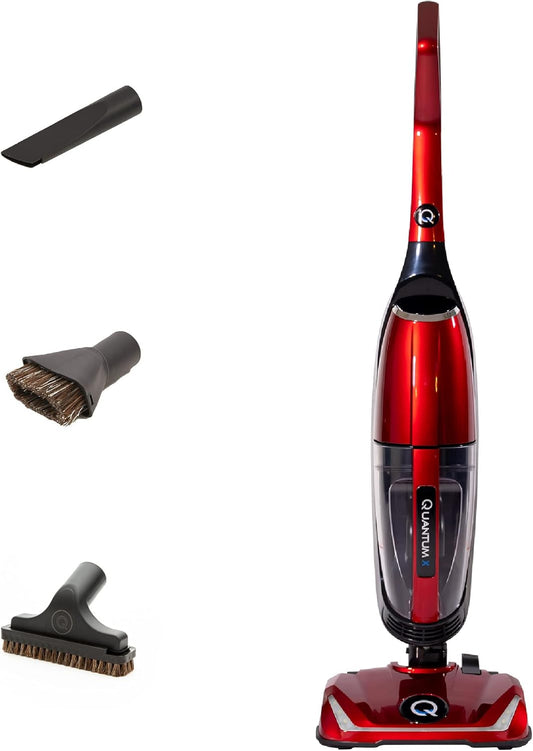 Quantum X Rechtopstaande waterstofzuiger, geen filters, telescopische behuizing, huisdierstofzuiger en zuigt natte morsen op, unieke technologie (Viper Red)