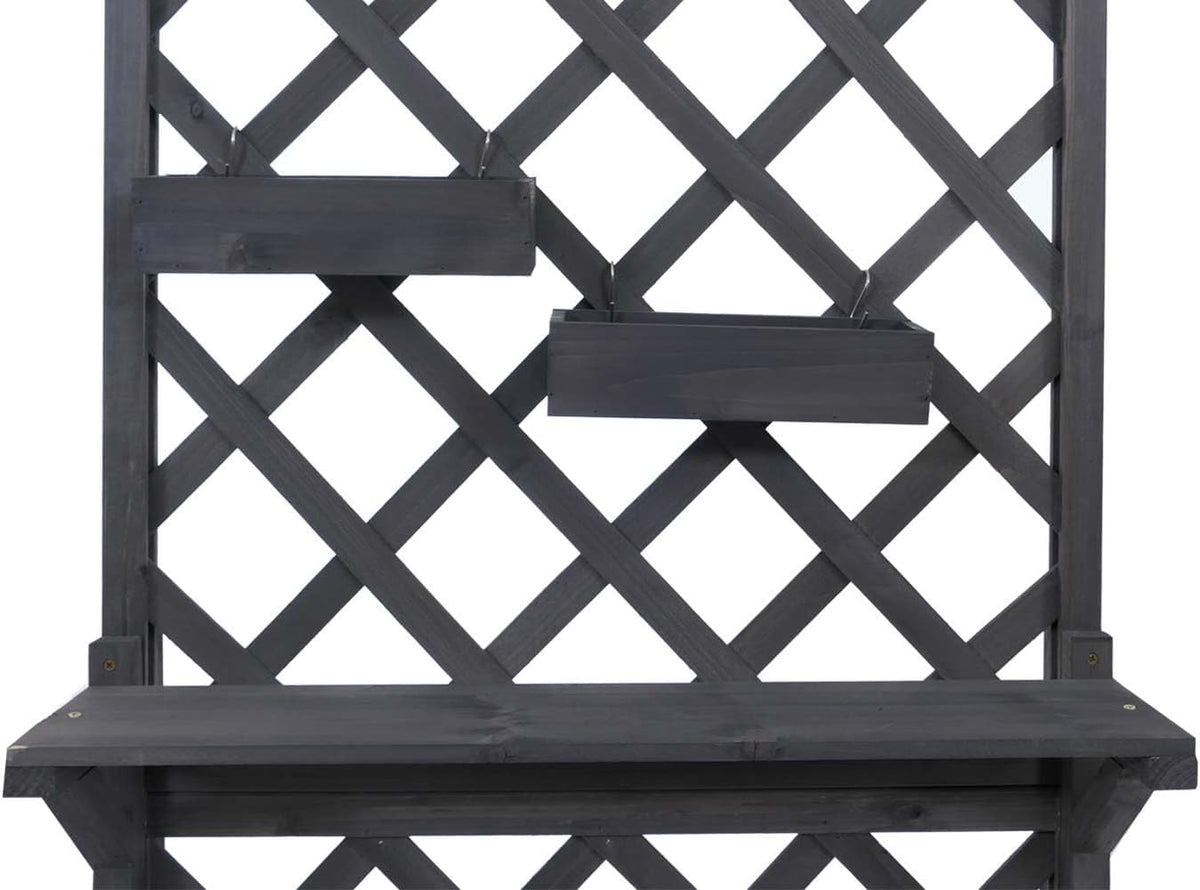 HWC-P68 Raised Flower Bed Planter / Flower Box Climbing Aid Shelf Hanging Boxes Wood MVG 135 x 70 x 30 cm Anthracite Grey - QUORE