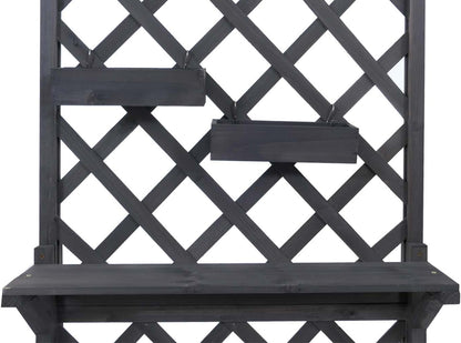 HWC-P68 Raised Flower Bed Planter / Flower Box Climbing Aid Shelf Hanging Boxes Wood MVG 135 x 70 x 30 cm Anthracite Grey - QUORE