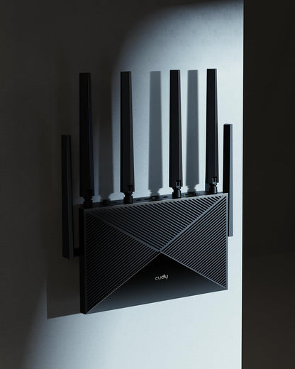 Cudy Tri-Band WiFi 7 BE11000 Router, 6-Stream 10 Gbps, 4 × 2.5G-poorten, tot 11000Mbps, VPN-server en client, Cudy APP en Mesh, 6 × High-gain Antennes, WR11000