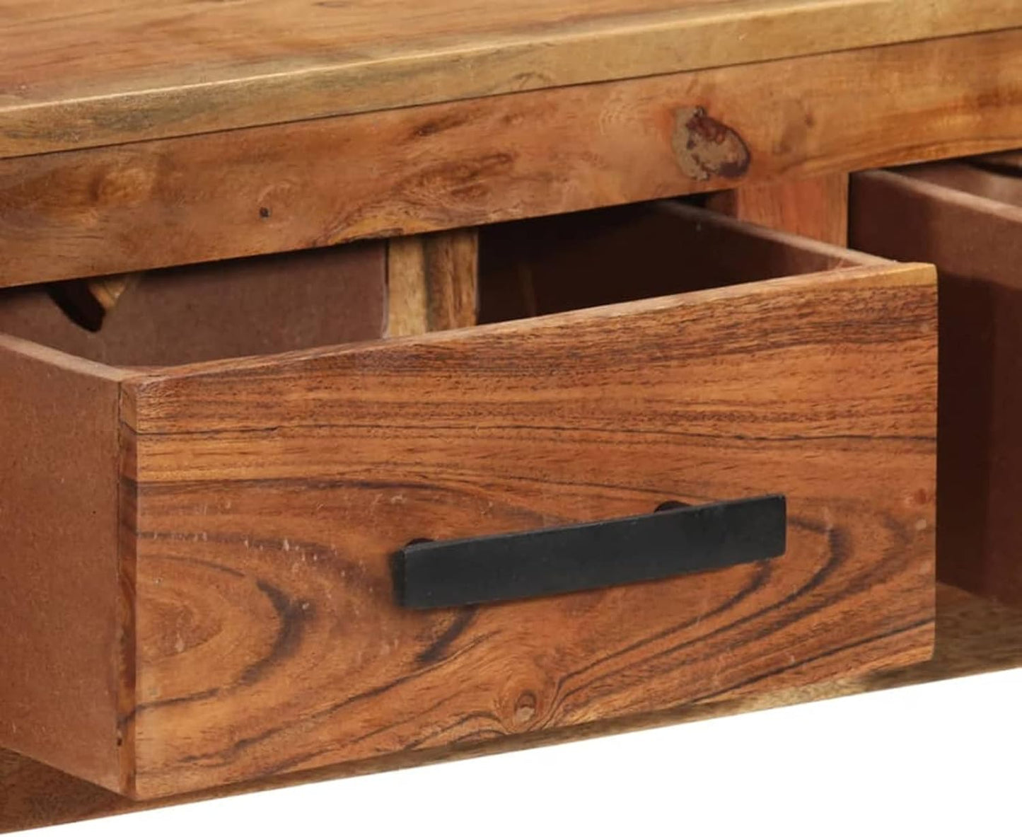 Gecheer Sideboard 3 Drawers, Chest of Drawers, Cupboard, Standing Cabinet, Sideboard for Living Room, 110x30x80 cm Solid Wood Acacia - QUORE