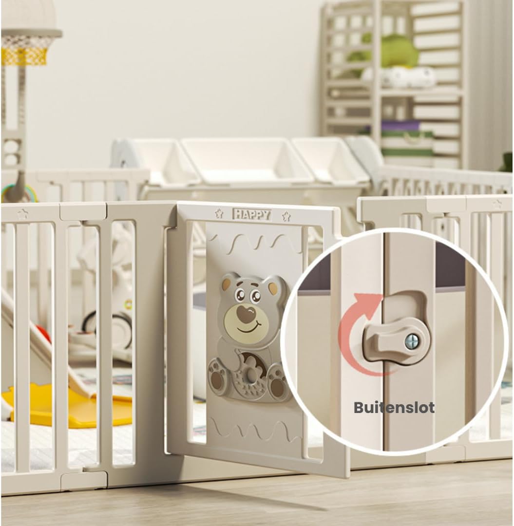 Kaëru Children's Playpen – Adjustable to Storage Rack – 186x156 cm – With Writing Board – Ground Box Baby – Playpen Baby – Playpen Baby – Includes Play Mat, Watercolor Pens, Board Wiper & Storage Rack - QUORE