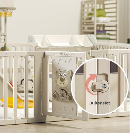 Kaëru Children's Playpen – Adjustable to Storage Rack – 186x156 cm – With Writing Board – Ground Box Baby – Playpen Baby – Playpen Baby – Includes Play Mat, Watercolor Pens, Board Wiper & Storage Rack - QUORE