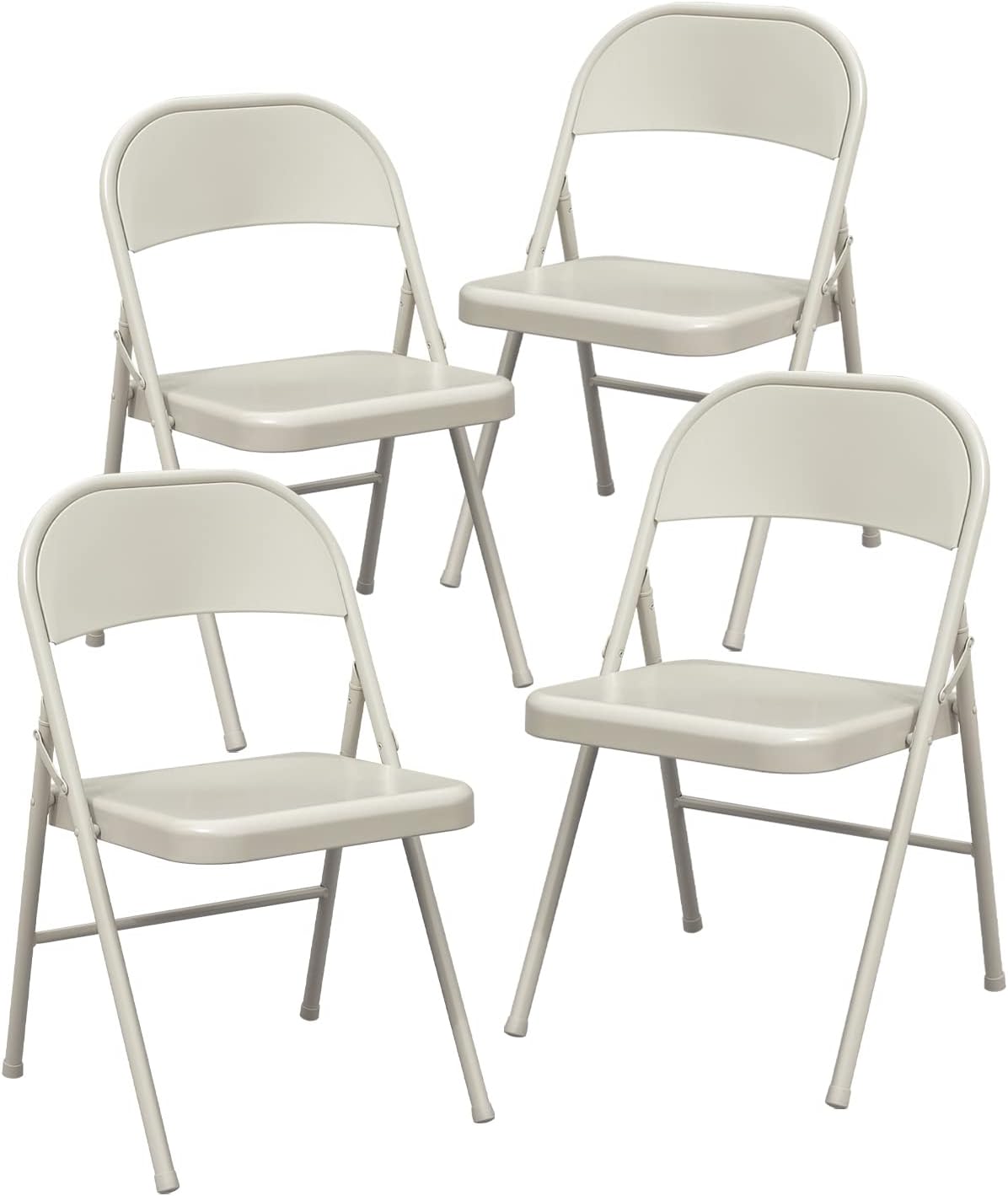 BOOSDEN Klapstoel Set van 4 - Metalen Balkonstoel in Beige voor Keuken, Eetkamer, Kantoor, Outdoor, Tuin en Balkon