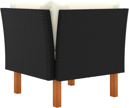 Corner Sofas, Pack of 2, Poly Rattan and Eucalyptus, Solid Wood, Small Sofa for Teenage Room, Sofa Bed, Permanent Sofa Bed, Living Room - QUORE