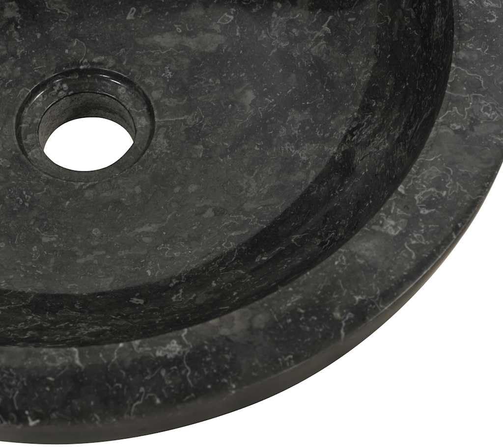 Wastafel – Wasbak – Fontein – Opzetwastafel – Zwarte Marmeren Wastafel – Handgemaakt Marmer – Diameter 40 cm – Hoogte 12 cm