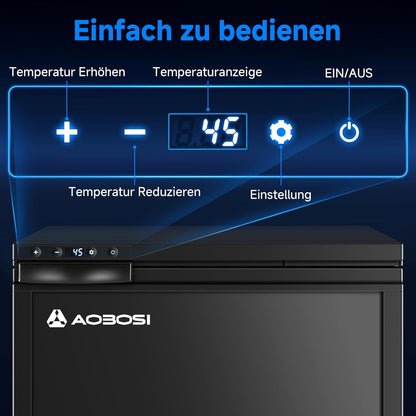 AAOBOSI 65L Compressorkoelkast, APP-Gestuurde Camperkoelkast, 12/24V DC, LED-Verlichte Voertuigkoeler, Bereikt -20 °C, Geschikt Voor Auto's, Vrachtwagens, Boten, Campers, Kamperen en Reizen