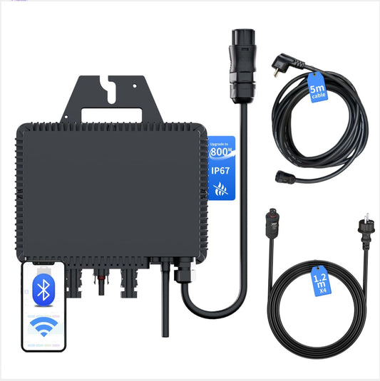 Micro-Omvormer – Zonne omvormer, Omvormer, PV omvormer, Balkoncentrale omvormer – 800W Maximaal Uitgangsvermogen – Geïntegreerde Wifi en MPPT Efficiëntie >99,8%