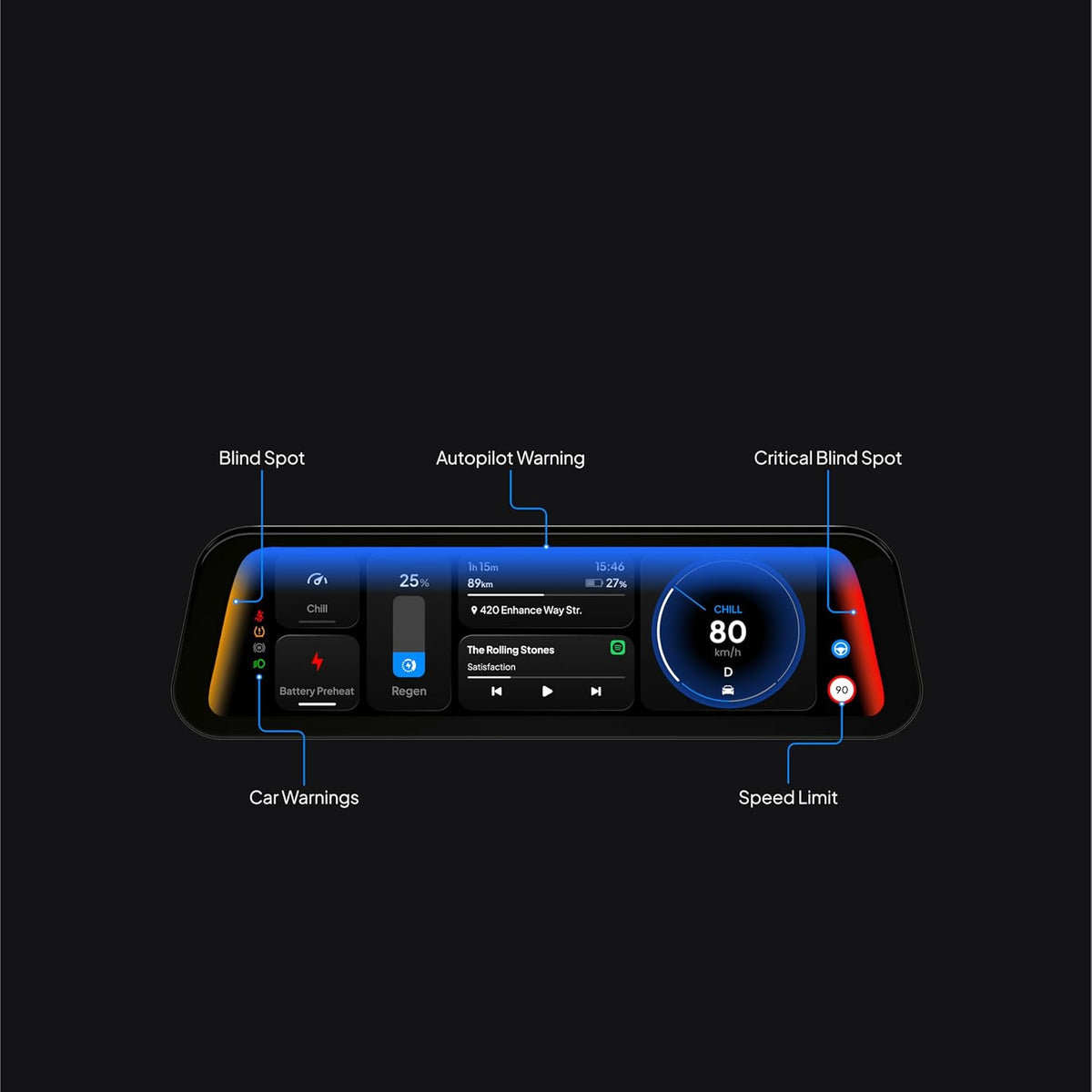 S3XY Dash voor Tesla (Head-up-display, CarPlay, Android Auto) (inclusief Commandant, Model Y Juniper)