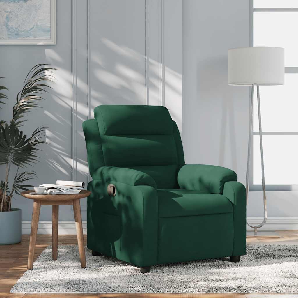 vidaXL Fauteuil verstelbaar fluweel donkergroen, leunstoel, relaxstoel, armstoel, relaxfauteuil, luie stoel, tv stoel, standenstoel, fauteuil stoel