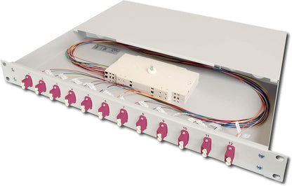 DIGITUS glasvezel lasdoos 12 koppelingen - LC - OM4-1U 19-inch - multi-mode duplex - met splicecassette - rack-montage