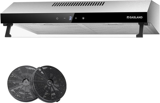GASLAND Chef UC60SS Afzuigkap met dubbele motor, design afzuigkap, 60 cm circulatie, stille afzuigkappen, afvoerlucht, 333 m³/h, 3 standen, Touch Control, onderbouwkap, roestvrij staal, zilver, met