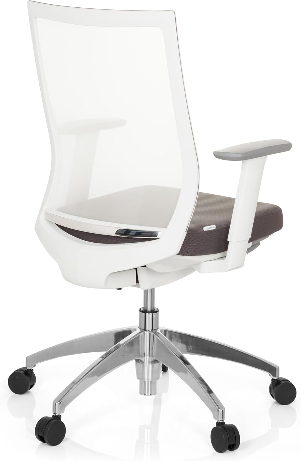 hjh OFFICE 657630 Aspen Professionele bureaustoel, stof/net, wit/grijs, draaistoel, ergonomisch, zelfherstellende netrug, in hoogte verstelbaar