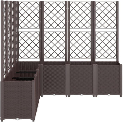 Planter with Trine Grid Brown 160 x 160 x 140 cm PP Plant Bed Raised Planter for Vegetables Flowers Succulents Garden Bed Planter for Garden Patio - QUORE