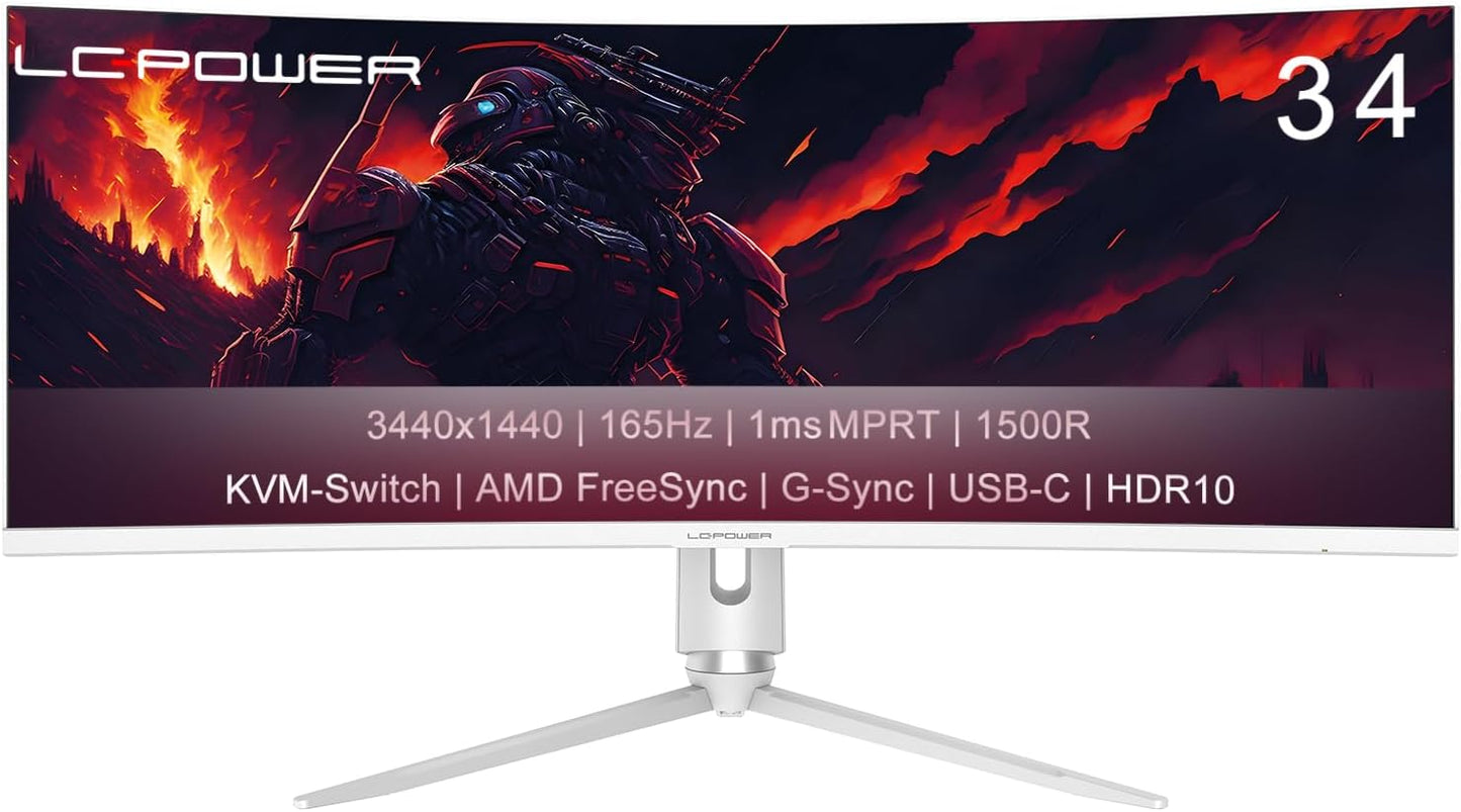 LC-POWER 34'' Gaming Monitor | AMD FreeSync™ & HDR10 | 165Hz | UWQHD