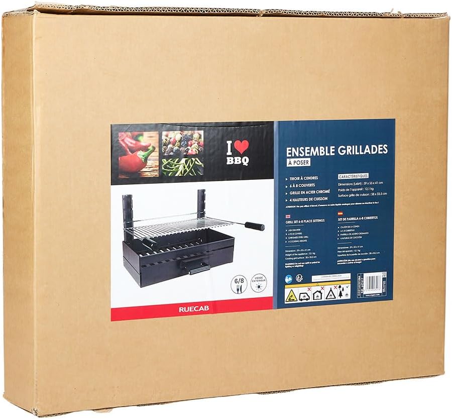 I LOVE BBQ - Houtskoolbarbecues - Opzetgrill 6/8 Bestek - Grillset - Afmetingen: 59 x 55 x 41 cm, 647417