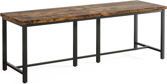 Tribesigns Double Desk, 200 cm, Extra Long Computer Table, Desk, Desk Table for Study, Bedroom, Home Office, Industrial Design, Metal Frame, Vintage Brown