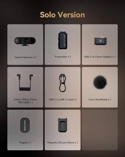 Hollyland Lark MAX 2 draadloze microfoon voor iPhone, camera en Android, AI-ruisonderdrukking, 32-bit full-chain audio, bereik 340 m, geschikt voor vloggen en streaming (1 zender + 1 camera-ontvanger)