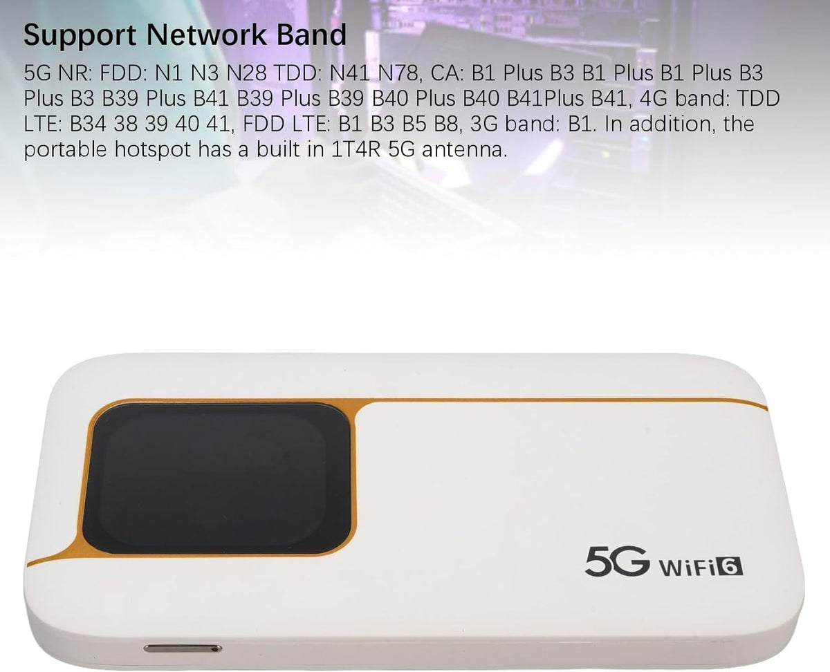 Ejoyous 5G Mobiele Hotspot, Draagbare WiFi-hotspot IP67 Waterdicht 7100 MAh WIFI6 2,4 GHz / 5,8 GHz 16 Apparaten met Simkaartsleuf, voor Reizen Thuis Gamen