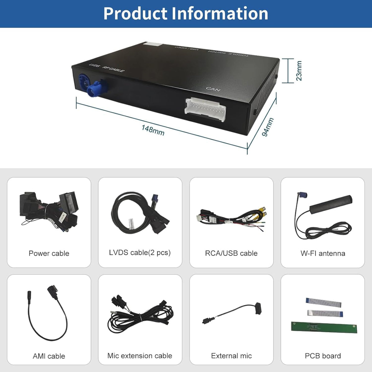 CarPlay Interface – CarPlay Retrofit Kit – Draadloze Auto Interface – Android Auto Adapter – Audi Upgrade – Draadloze & Bekabelde Connectiviteit – Ondersteuning Spiegellink en Camera’s