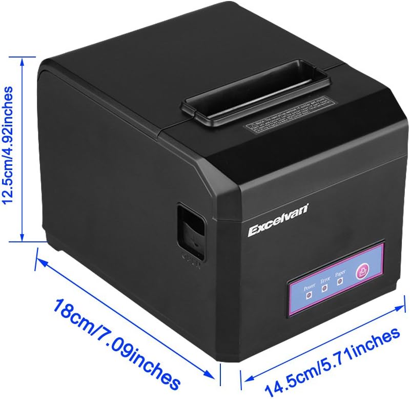 Thermische bonprinter – Kassabonprinter, bonprinter, ticketprinter, thermoprinter – Zwart – 300 mm/s printsnelheid – Automatisch snijmes