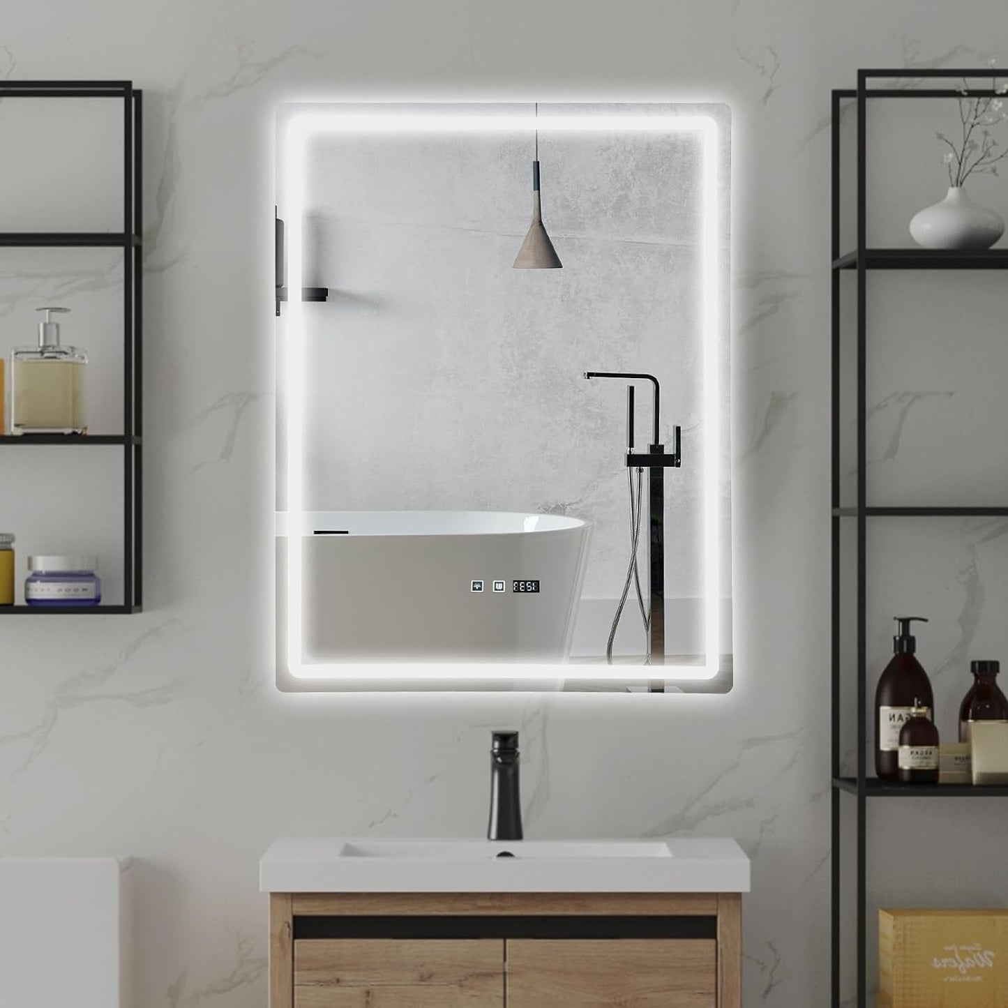 LED Badkamerspiegel – Badkamer Spiegel Verlichting – Wandspiegel – Make-Up Spiegel – Anti-Condens Spiegel – 70x90 cm – Instelbare Kleurtemperatuur – Anti-Condens Technologie