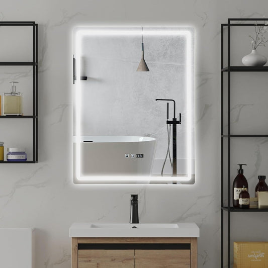 LED Badkamerspiegel – Badkamer Spiegel Verlichting – Wandspiegel – Make-Up Spiegel – Anti-Condens Spiegel – 70x90 cm – Instelbare Kleurtemperatuur – Anti-Condens Technologie