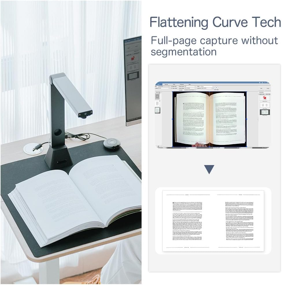 Portable Document Camera Scanner: 22MP Hoge Resolutie & OCR - Compatibel met Windows/Mac; Boek Digitizer met Automatische Correctie - PDF/Word/Excel formaat