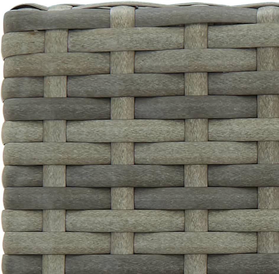 Kitchen Stool Grey Synthetic Rattan Garden Chairs with Steel Frame and Integrated Footrest, Weatherproof and Lightweight - QUORE