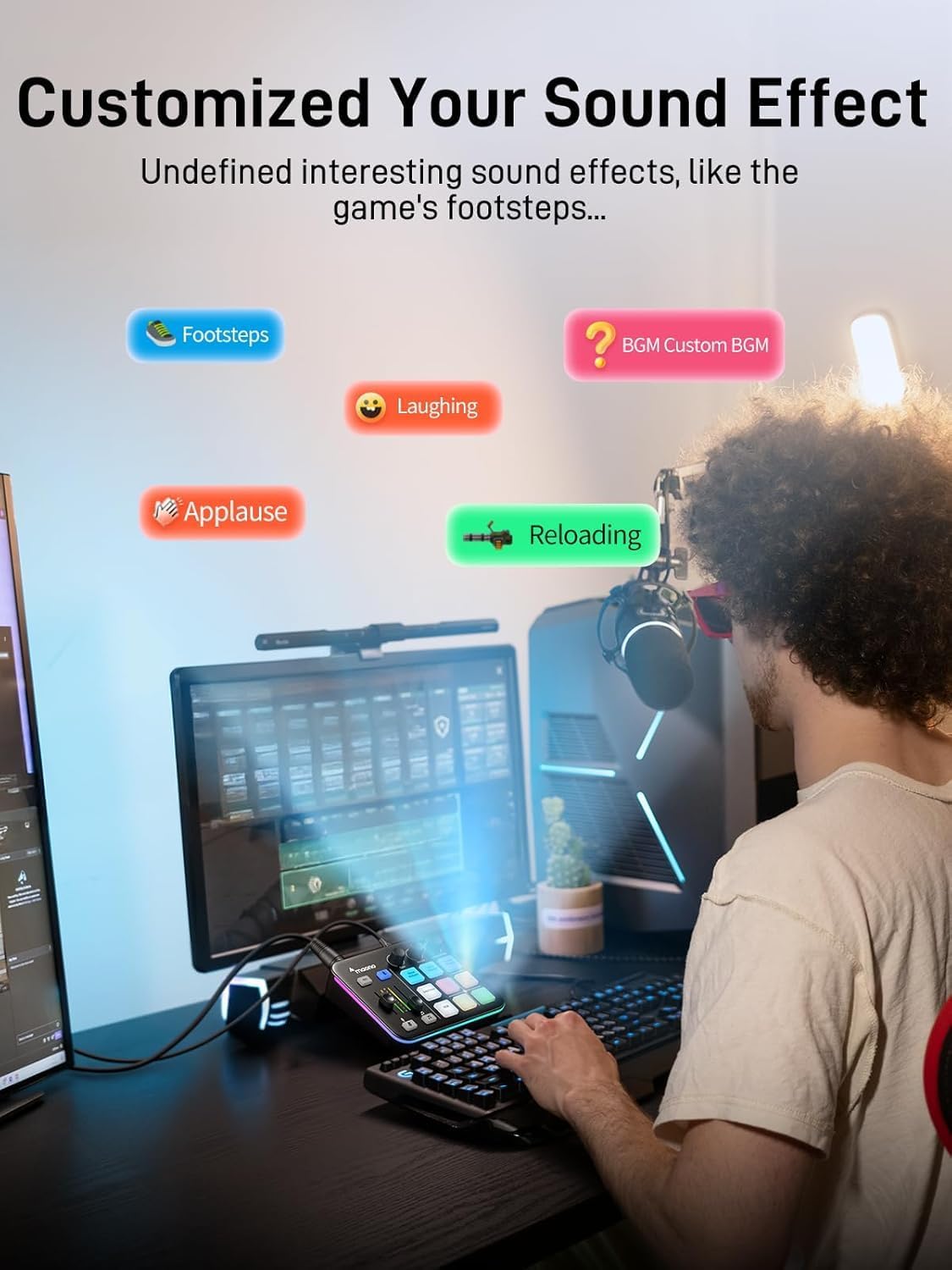 MAONO Gaming audio-mixer & audio-interface met XLR-dynamische microfoon, XLR-interface, RGB, Bluetooth – voor live streaming, podcasting & gaming (MaonoCaster G1 NEO + PD200XS)