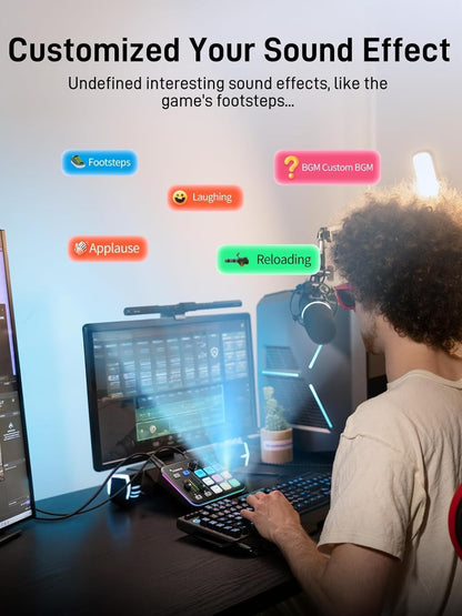 MAONO Gaming audio-mixer & audio-interface met XLR-dynamische microfoon, XLR-interface, RGB, Bluetooth – voor live streaming, podcasting & gaming (MaonoCaster G1 NEO + PD200XS)