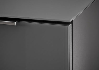 Ladekast – Dressoir – Opbergkast – Kast – Ladenkast – Antraciet Met Glasfront – 90x99x40 cm – Hout En Melamine
