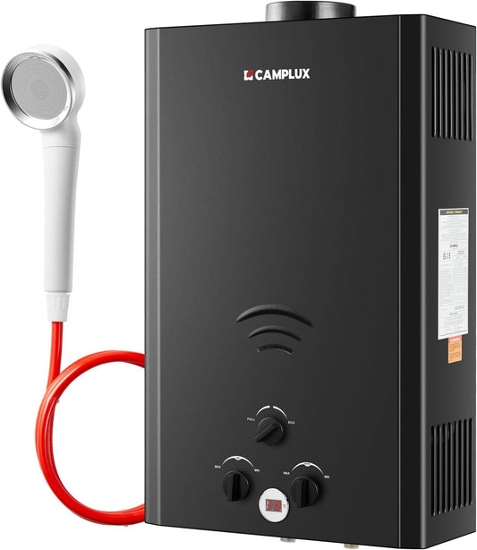 CAMPLUX Gas Boiler 20 L/min Tankless, voor Buitendouche, Camping, Butaan (28-30 mbar)/ Propaan (37 mbar), 40 kW