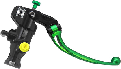 Gesmede koppelingspomp 16 x 18 met lichaamspomp, zwart geanodiseerd, lang, groen (knop + hendel) voor Ducati Scrambler Mach 2.0 van 2018 tot 2018, CC 800