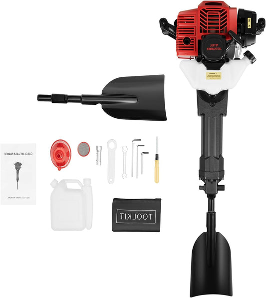 OUKANING Petrol Garden Tree Digging, 52 cc, 2 Strips, Pole Hole Digging, Petrol, 1.3 L, Tank, 1900 W, Excavator, Hand Excavator, 1500 Times/Min, Earth Drill, Tree Plant Shovel, Hand Digging Cutter - QUORE