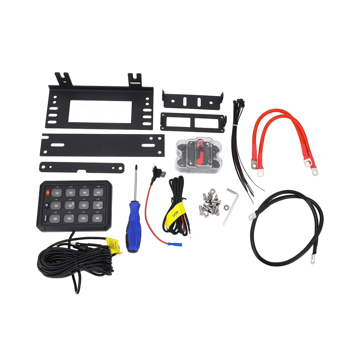 12-voudig Schakelpaneel, 12V 24V Multifunctionele Tuimelschakelaar Momentary Circuit Control Relay System Box voor Truck RV Offroad Marine, Waterdichte