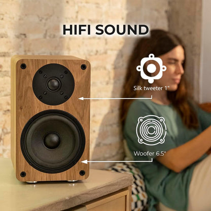 VULKKANO A5 ARC Luidspreker met 13,3 cm (5,25 inch), Bluetooth 5.0, HDMI ARC, optisch, RCA, USB, met subwoofer-uitgang, hifi-studio-monitoren met elegant design, zwart