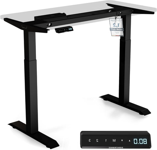 Desktronic Desk HomeOne Frame - Height Adjustable Desk, Standing Table, Table Frame, Height Adjustable, Electric Desk with Touch Screen and Charging Ports, Black - QUORE