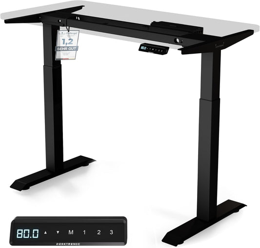 Desktronic Bureau HomeOne Frame - in hoogte verstelbaar bureau, staand tafel, tafelframe, in hoogte verstelbaar, elektrisch bureau met aanraakscherm en oplaadpoorten, Zwart