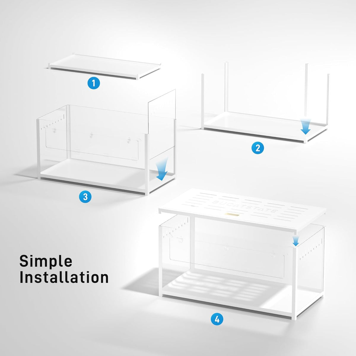 BUCATSTATE Hamsterkooi metaal - kleine dierenhabitats stapelbaar met diep hol kauwbestendig 100 x 50 x 52,5 cm voor dwerg (Syrische)-hamster, cavia en andere kleine dieren (wit)