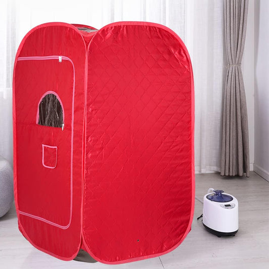 Draagbare Stoomsauna – Home Steam Sauna – Mini Sauna – Mobiele Steam Sauna – SPA – Gezonde Thuis Sauna – 1000W Stoomgenerator – Inclusief Afstandsbediening – Rood 80x80x135 cm - QUORE