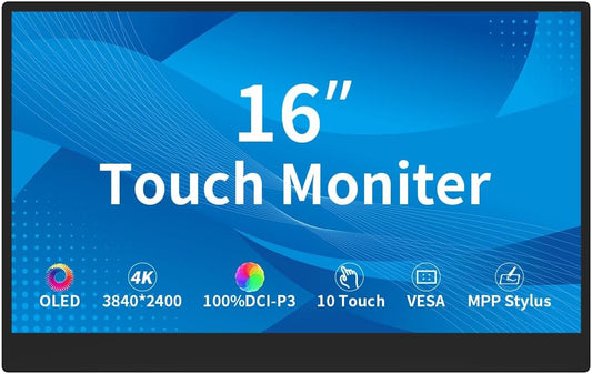 14 inch 4K touch screen, 3840 x 2160, 10-point capacitive touch screen, HDMI/USB C/Mini DP interface, integrated speakers, VESA, commercial display (3840 x 2400, 16 inches) OLED - QUORE