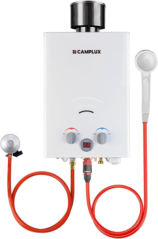 Camplux BW158C 6L Tankless Gas Boiler, Draagbare LPG Douche voor Camping, RV, Wassen Paarden