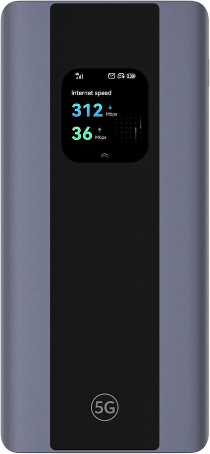 5G Mobile WiFi Pro 5, E6888, Wifi 6 AX3000, DL 3600 Mbps/UL 500 Mbps, Draagbare mobiele hotspot, mobiele router met simkaart, 7000mAh-batterij als Powerbank, 30 maanden garantie