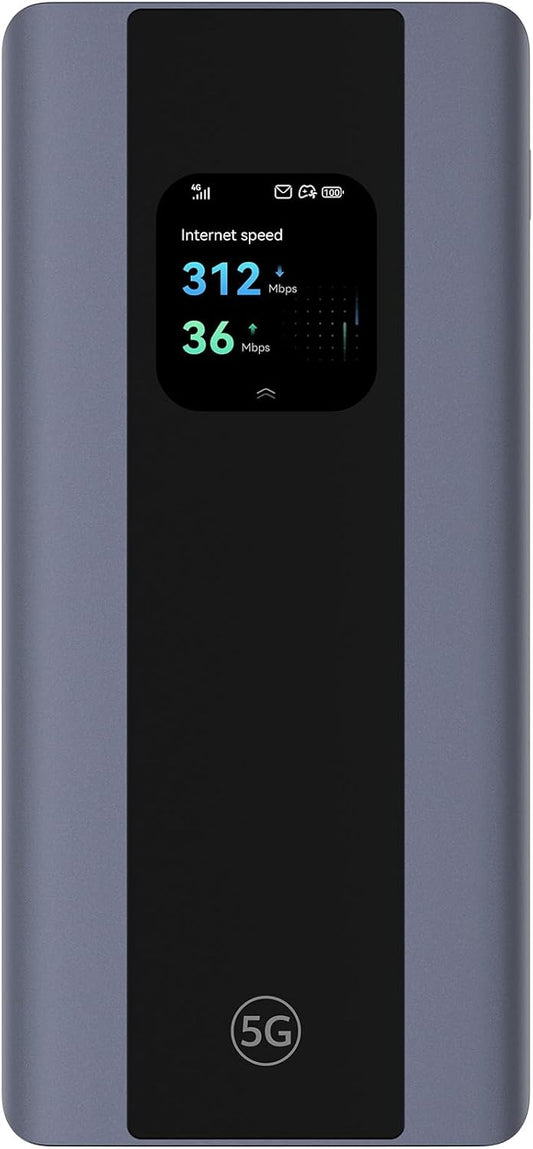 5G Mobile WiFi Pro 5, E6888, Wifi 6 AX3000, DL 3600 Mbps/UL 500 Mbps, Draagbare mobiele hotspot, mobiele router met simkaart, 7000mAh-batterij als Powerbank, 30 maanden garantie