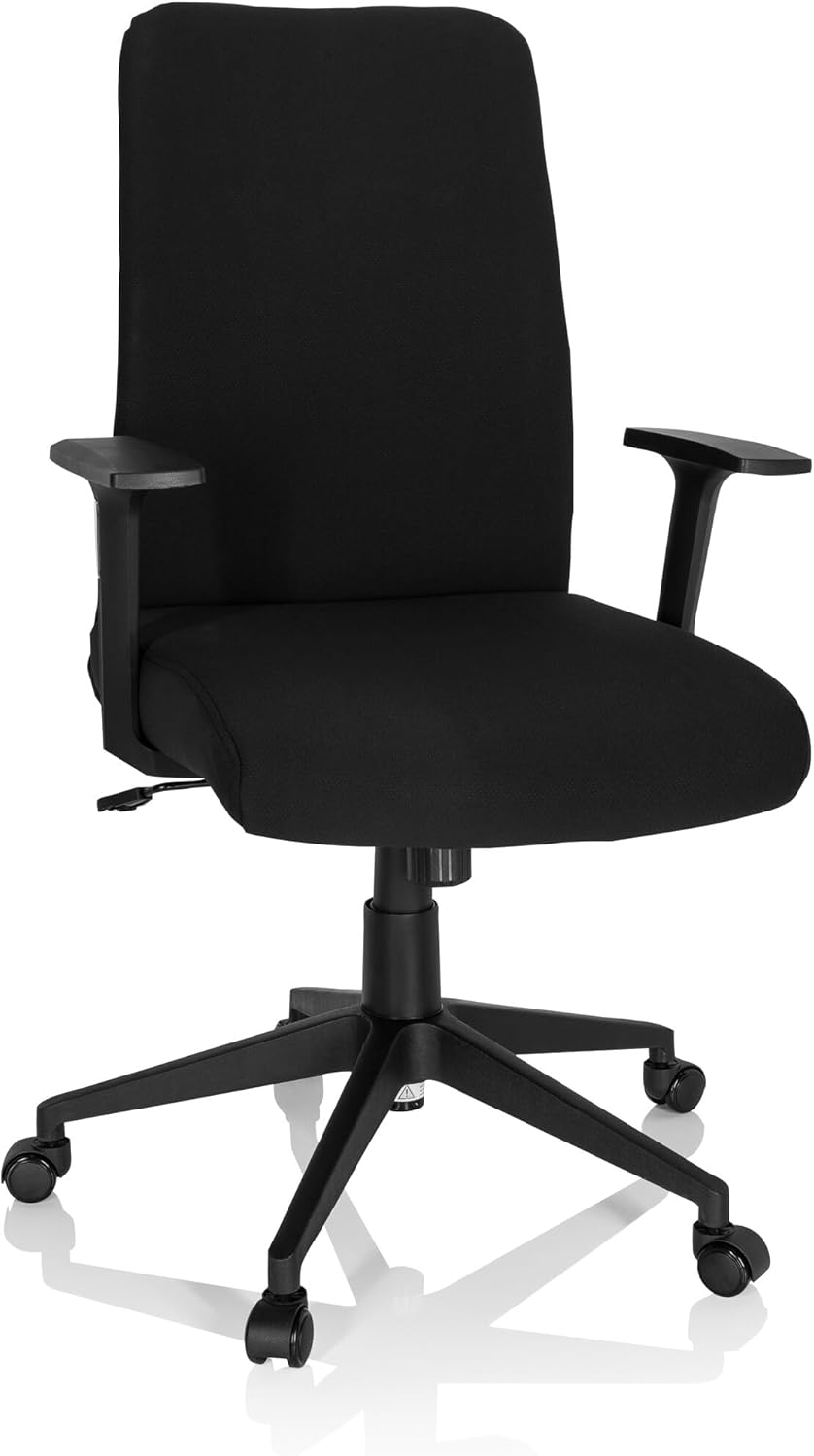 hjh OFFICE 724581 Home-Office bureaustoel COSIO I stof zwarte draaistoel gevoerd, rugleuning ergonomisch, kantelfunctie, donkerblauw, één maat