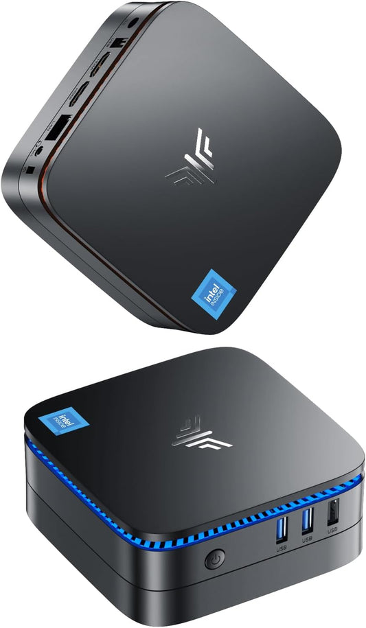 Mini-pc Celeron N5105 (tot 2,9 GHz) Mini-desktopcomputer, NiPoGi AK1 Pro 12 GB DDR4/256 GB Rom Mini-tower-pc 4K UHD, dubbele WiFi, Gigabit Ethernet, HDMI, VESA voor kantoor/studie/thuis