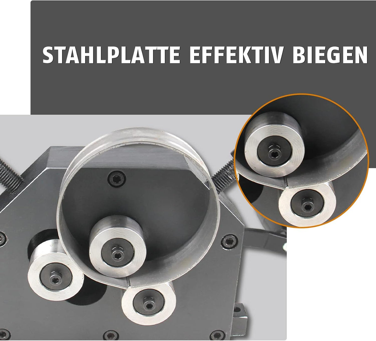 BOKA Ronde buigmachine met 3 walsen, metalen buigmachine, 70 mm buigradius, metalen rolbuigmachine met 250 mm greep, nauwkeurig buigen van plaatstaal, plat staal en rond staal